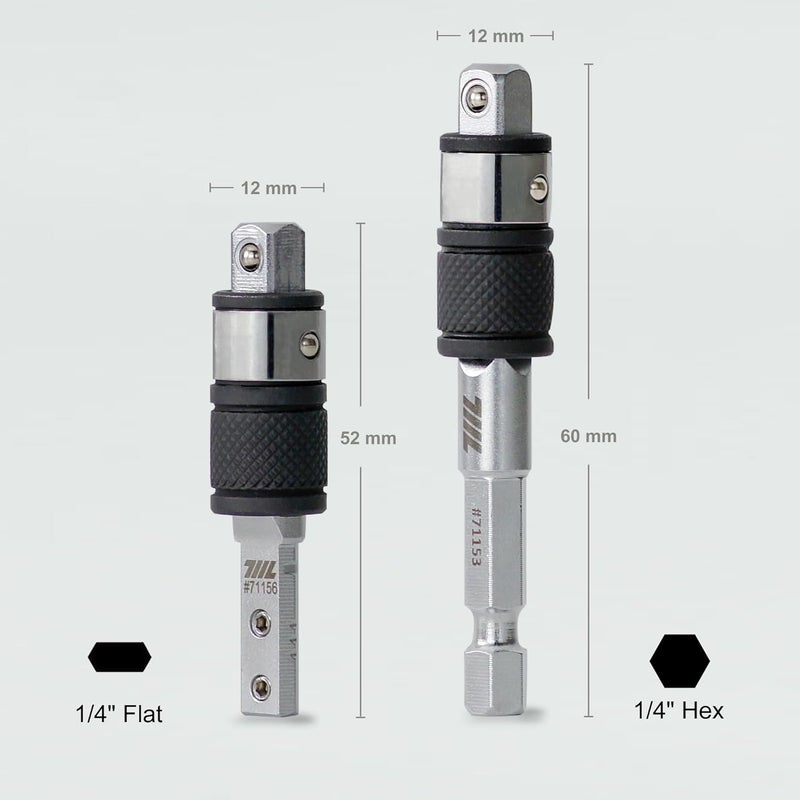 711L 1/4" Hex to Square Drive Socket 2-in-1 Extension Combo – 1PCS Hex End & 1PCS Flat End Adapter – Compatible with Multitools & 1/4" Adapters - Image 2